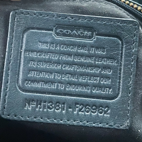 Coach Black Patent Leather Logo Handbag Shoulder Bag Purse  Coach Black Patent Leather Satchel